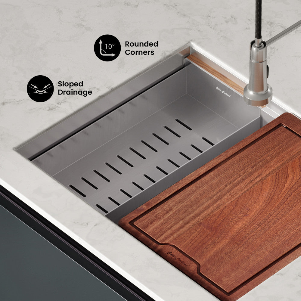 Rivage 22 x 19 Single Basin Undermount Kitchen Workstation Sink