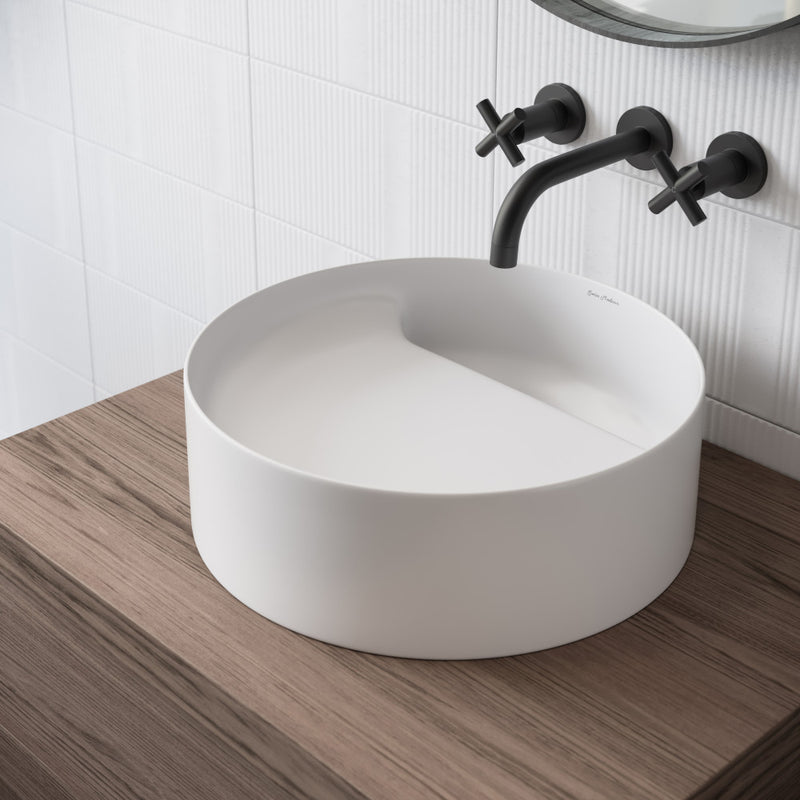 Beau 16.5" Round Vessel Bathroom Sink in Matte White