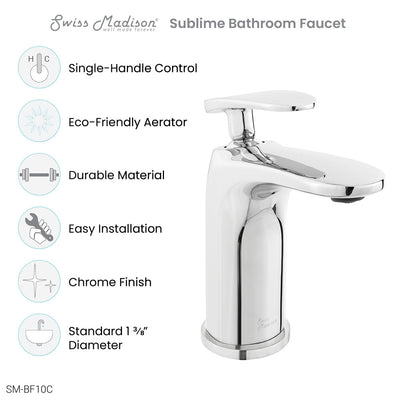 Sublime Single Hole, Single-Handle, Bathroom Faucet in Chrome