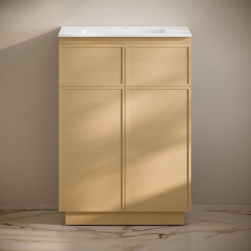 St. Tropez 24" Freestanding Bathroom Vanity in Natural Oak with 3-Hole Widespread Sink Top