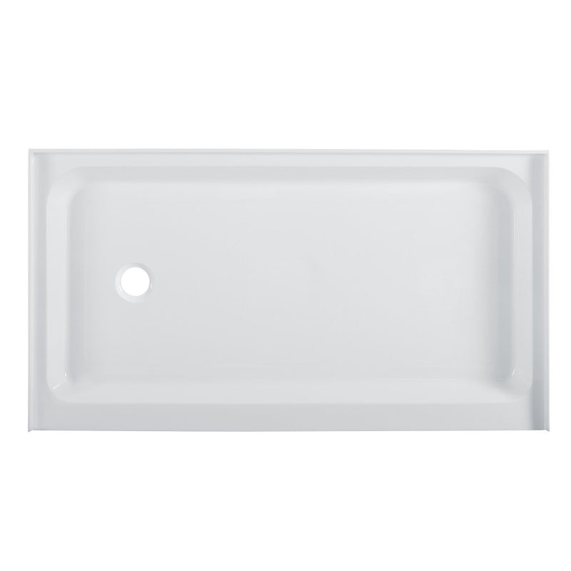 Voltaire 60" x 36" Acrylic White, Single-Threshold, Left-Hand Drain, Shower Base