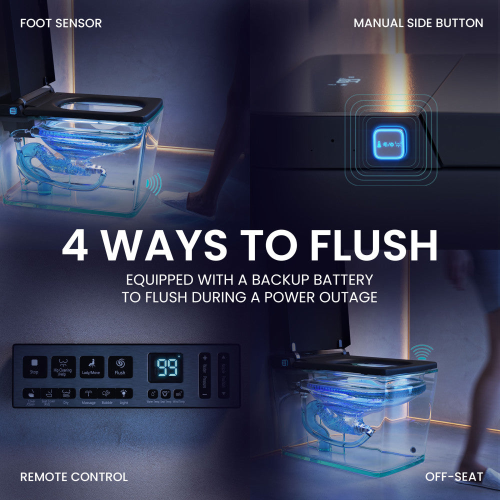 Concorde One Piece Smart Toilet 1.28 GPF in Matte Black with Heated Bidet, Air Drying, Night Light, Foot Sensor