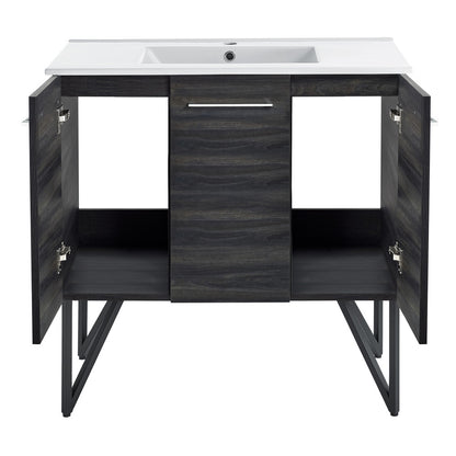 Annecy 36" Freestanding Bathroom Vanity in Black Walnut with Sink Top