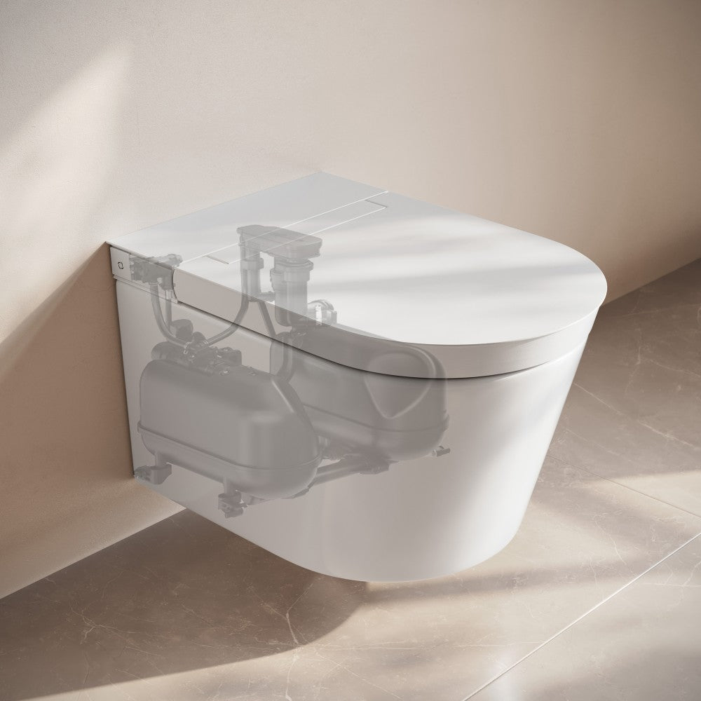 Hugo H Wall-Hung Toilet in Glossy White with 2x6 Supporting Frame