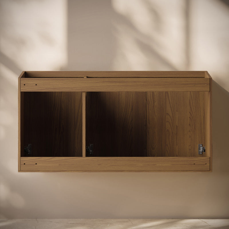 Cascade 48" Wall-Mounted Bathroom Vanity Cabinet without Top in Brown Oak