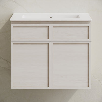 St. Tropez 24" Wall-Mounted Bathroom Vanity in White Oak with Sink Top