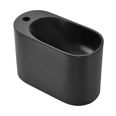 Terre 18" Solid Surface Oval Wall-Mounted Sink with Left Side Faucet Mount in Matte Black