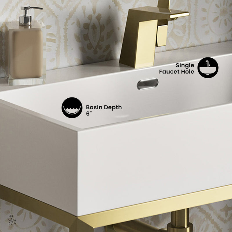 Concorde 30" Rectangle Console Sink with Brushed Gold Legs