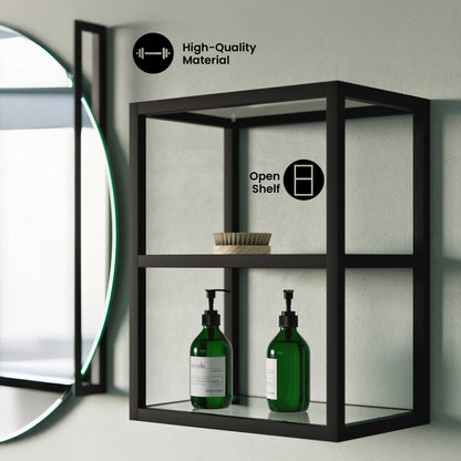 Pierre 16"x20"x10" Wall-Mounted Linen Cabinet in Matte Black