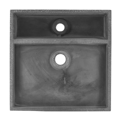 Lisse 16" Square Concrete Vessel Bathroom Sink in Dark Grey