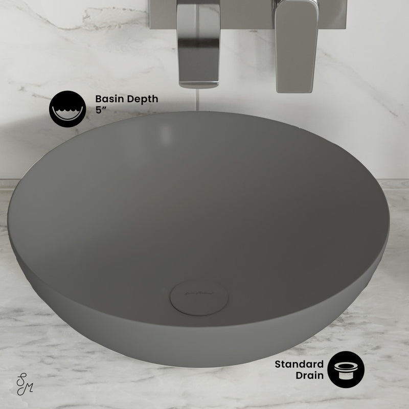 Classe 16 Color Ceramic Sink in Matte Gray