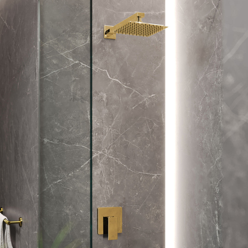 Concorde Single-Handle 1 Spray 8" Wall Mounted Fixed Shower Head in Brushed Gold (Valve Included)