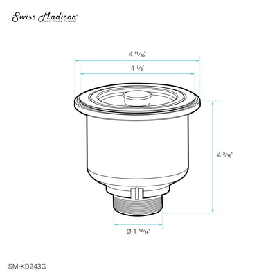 4.5" Stainless Steel Basket Drain in Gold