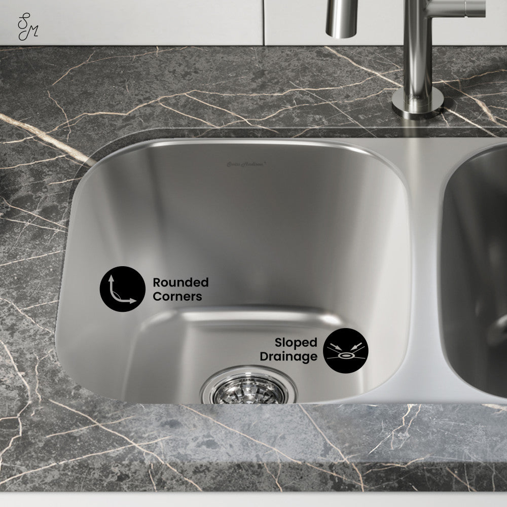 Toulouse 32 x 19 Low Divide Stainless Steel, Dual Basin, Under-Mount Kitchen Sink