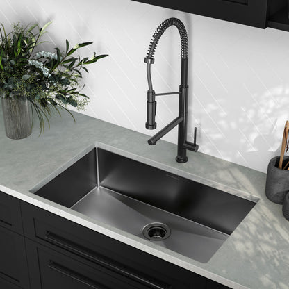 Rivage 32 x 19 Stainless Steel, Single Basin, Undermount Kitchen Sink, Black
