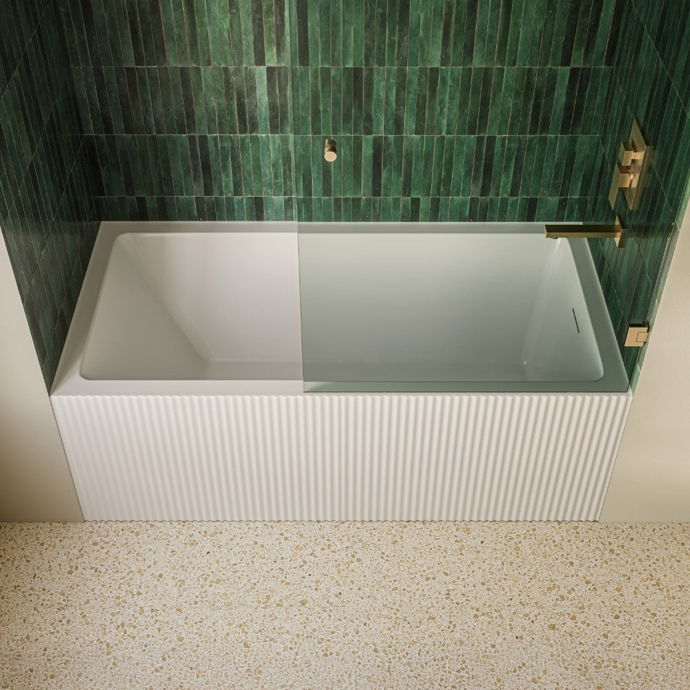 Lafayette 60 x 32 Skirted Right Drain Soaking Apron Bathtub in Glossy White with Integrated Overflow and Drain