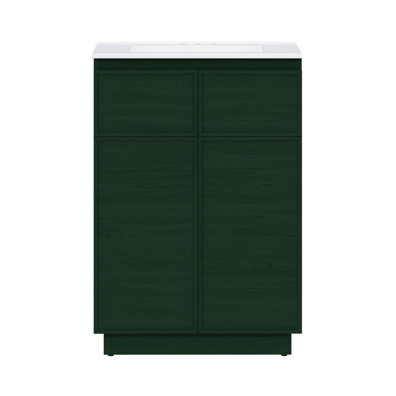 St. Tropez 24" Freestanding Bathroom Vanity in Green Oak with 3-Hole Centerset Sink Top
