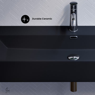 Claire 40" Rectangle Wall-Mount Bathroom Sink in Matte Black