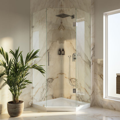 Marquette 36" x 36" Neo-Angle Single-Threshold Shower Pan Base with Center Drain in Glossy White
