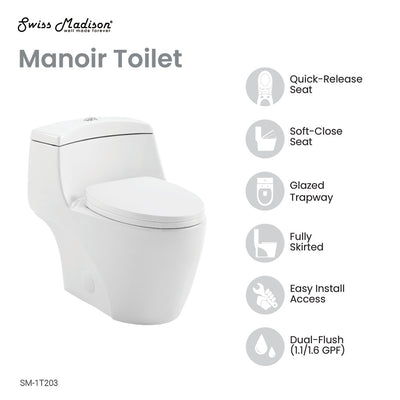 Manoir One-Piece Elongated Toilet Dual-Flush 1.1/1.6gpf