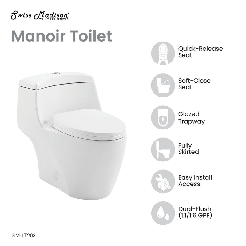 Manoir One-Piece Elongated Toilet Dual-Flush 1.1/1.6gpf