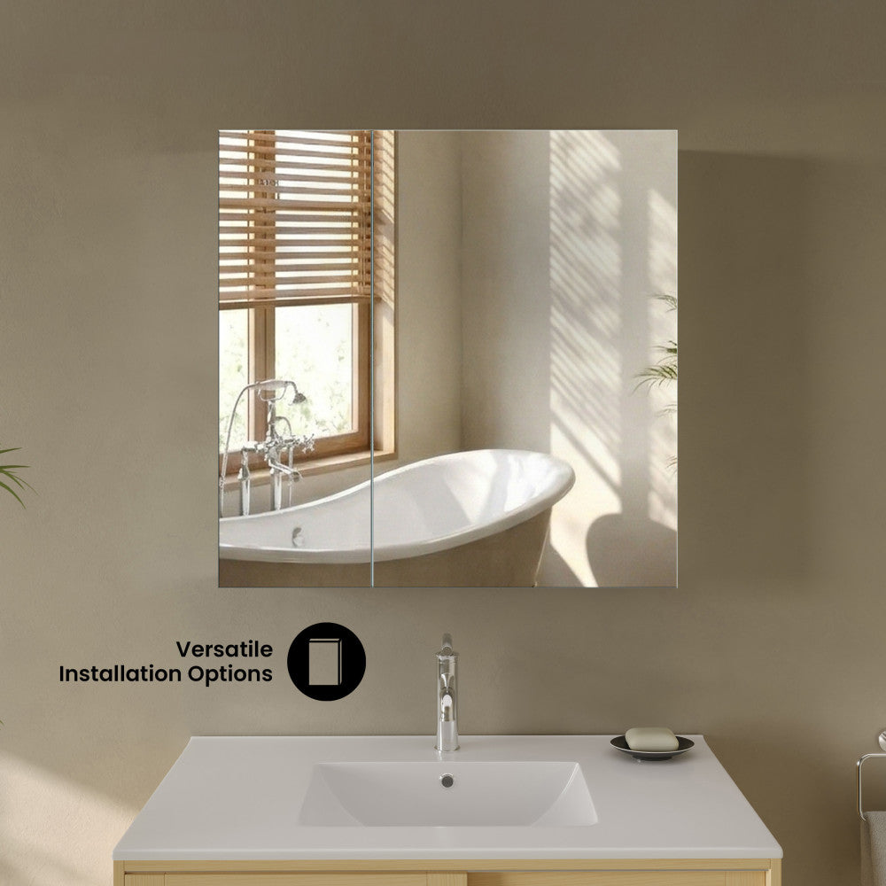 Cache 30 x 30 Rectangle Recessed/Wall Mount Medicine Cabinet with Mirrored Sides