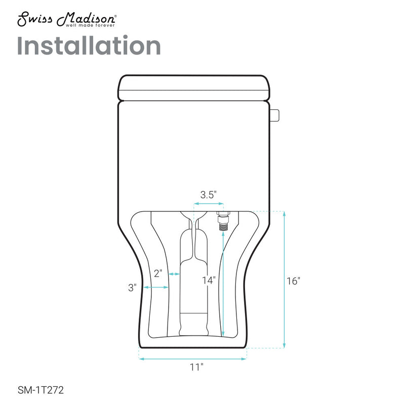 Carre One Piece Square Toilet Left Side Flush, 10" Rough-In 1.28 gpf