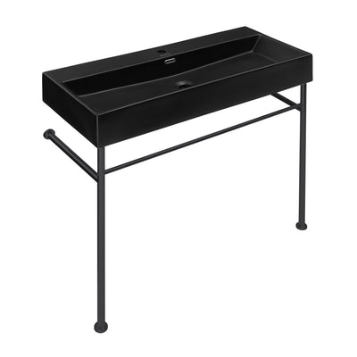 Claire 40 Ceramic Console Sink Matte Black Basin Black Legs