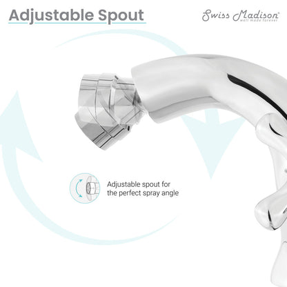 Voltaire Bidet faucet in chrome with adjustable spout for precise spray angle, single handle design.