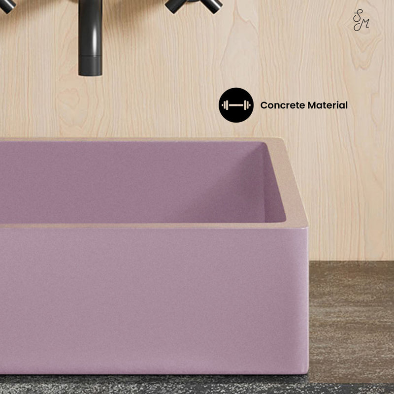 Lisse 15.5" Concrete Square Vessel Sink in Matte Lavender