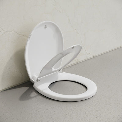 Round Toilet Seat with Toddler Seat Built In, Family Toilet Seat in Glossy White