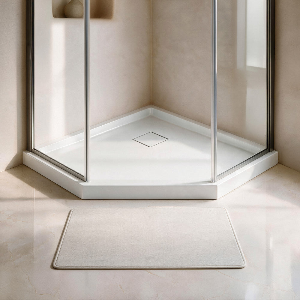 Marquette 38" x 38" Neo-Angle Double-Threshold Shower Pan Base with Center Drain in Glossy White