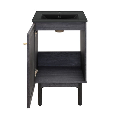 Classe 18" Freestanding Bathroom Vanity in Black Oak with Black Sink Top