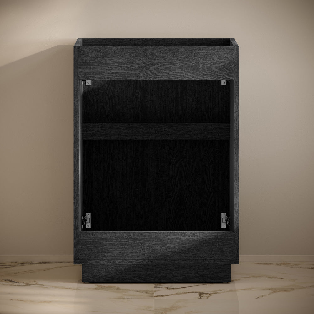 St. Tropez 24" Freestanding Bathroom Vanity Cabinet without Top in Black Oak