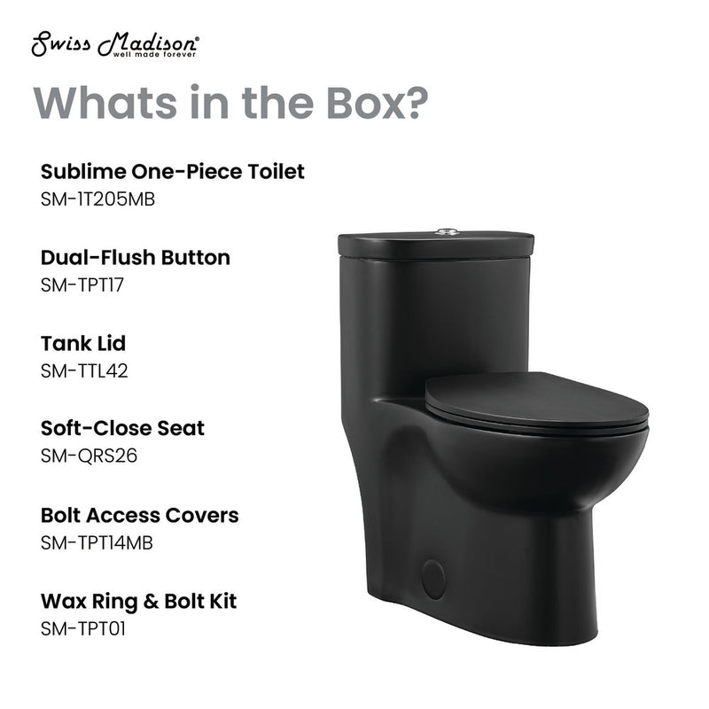 Sublime One-Piece Elongated Toilet Dual-Flush in Matte Black 1.1/1.6 gpf