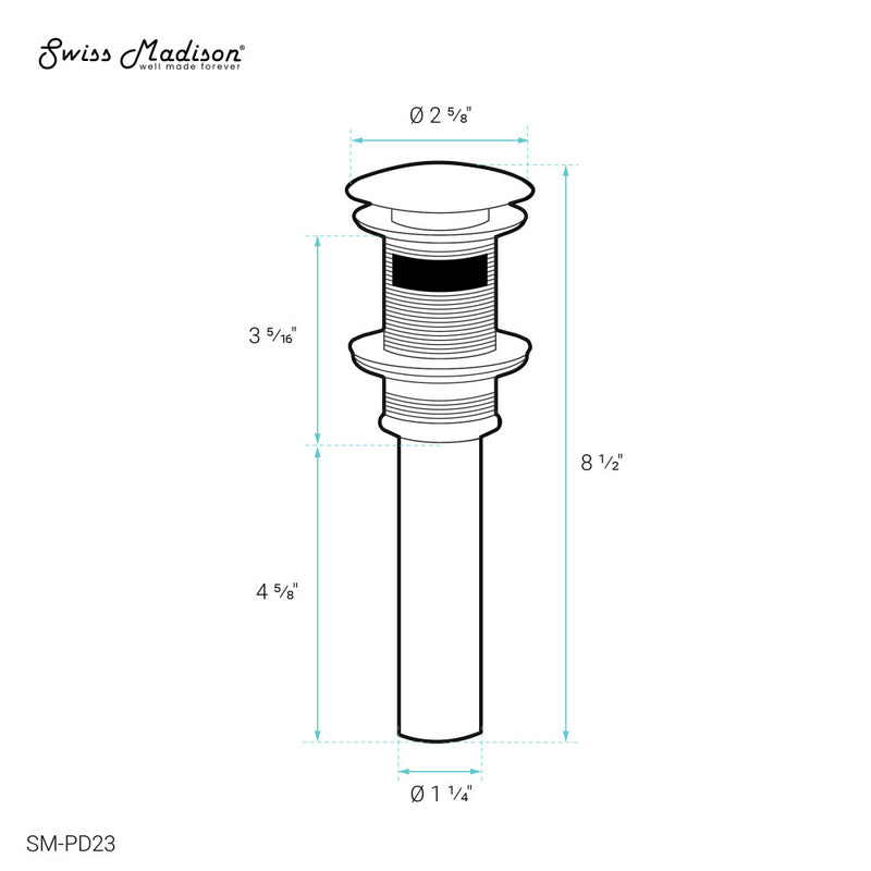 Residential Pop Up Sink Drain 1.75 in Glossy White