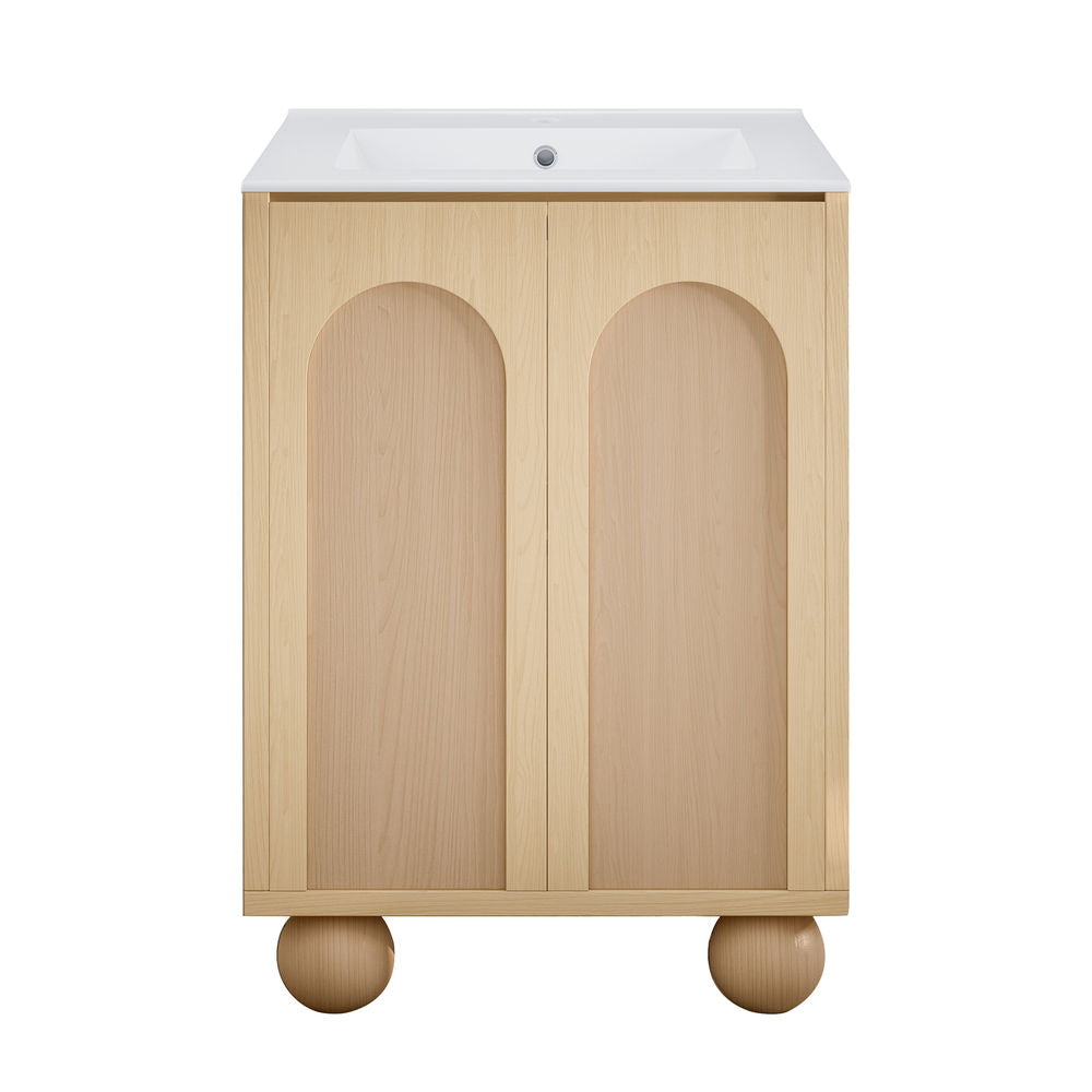Porte 24" Freestanding Bathroom Vanity in Natural Oak with Sink Top