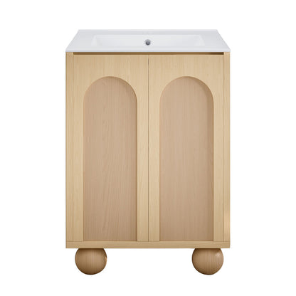 Porte 24" Freestanding Bathroom Vanity in Natural Oak with Sink Top