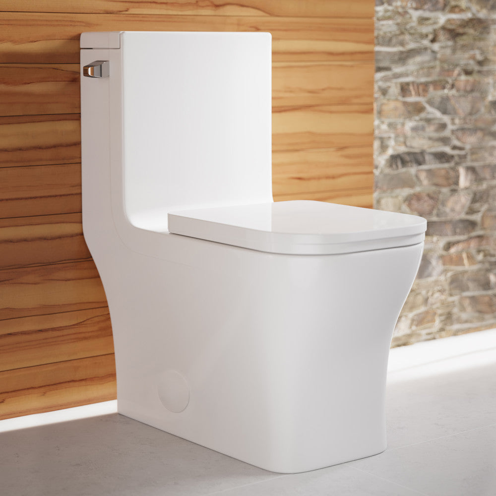 Concorde One-Piece 12" Rough-in 1.28 GPF Left-Hand Flush Square Toilet in Glossy White