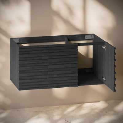 Cascade 48" Wall-Mounted Bathroom Vanity Cabinet without Top in Black Oak