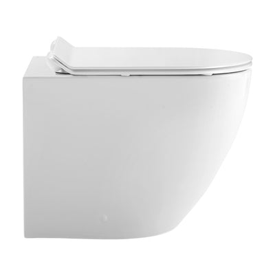 St. Tropez Back-to-Wall Toilet Bundle 0.8/1.6 GPF Dual Flush in Glossy White with Black Flush Plate