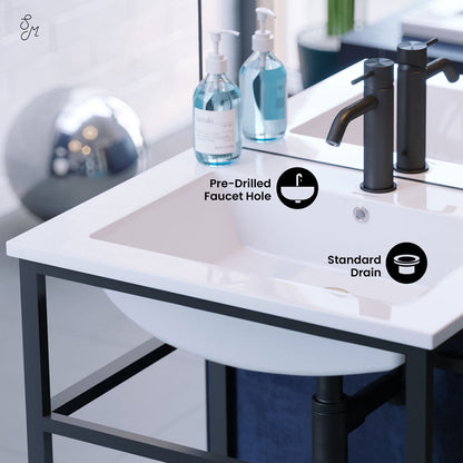 Pierre 24 Single, Metal Frame, Open Shelf, Bathroom Vanity