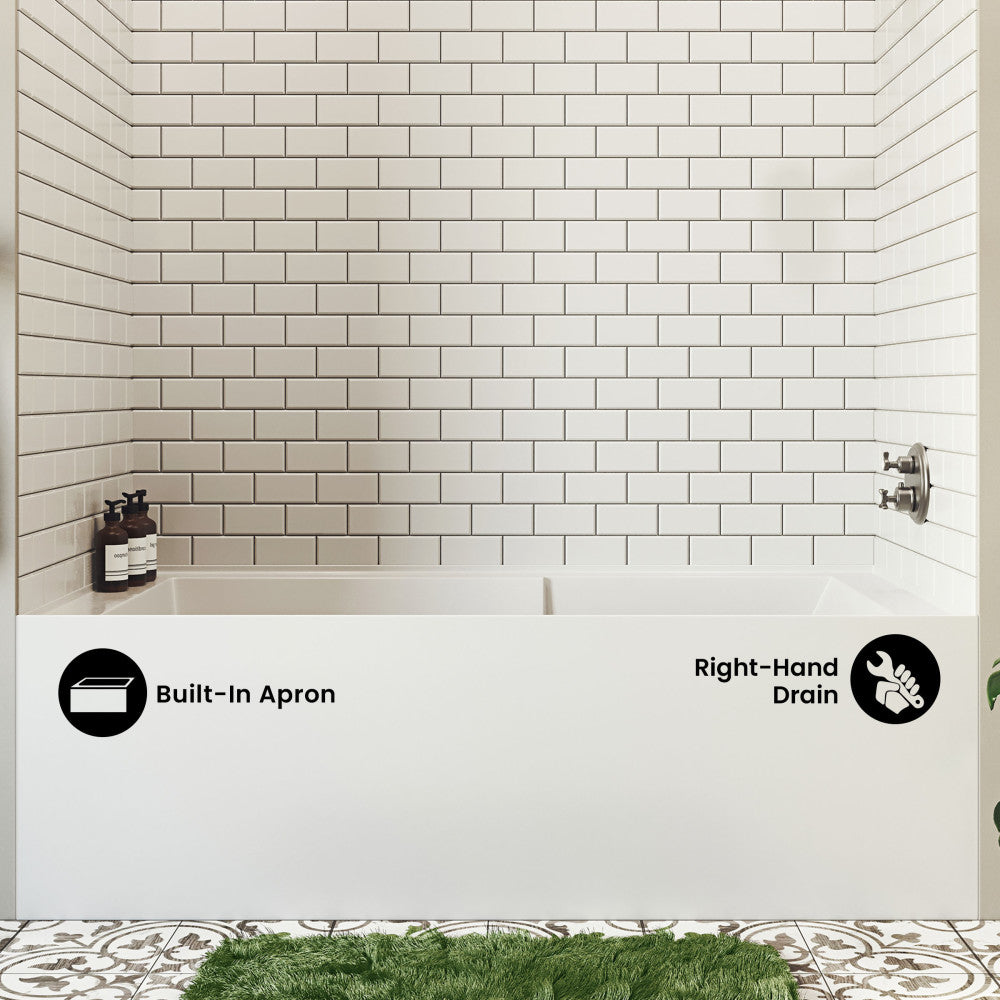 Voltaire 72" x 36" Right-Hand Drain Alcove Bathtub with Apron and Armrest