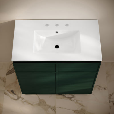 St. Tropez 36" Freestanding Bathroom Vanity in Green Oak with 3-Hole Widespread Sink Top