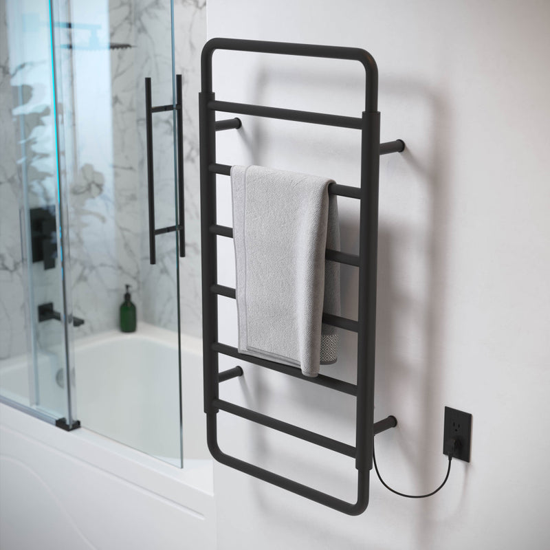 Ivy 8-Bar Electric Towel Warmer in Matte Black