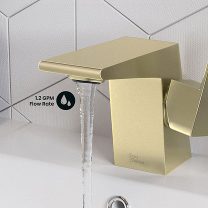 Carre Single Hole, Single-Handle, Bathroom Faucet in Brushed Gold
