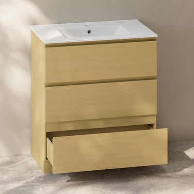 Liberte 30" Freestanding Bathroom Vanity in Natural Oak with Sink Top