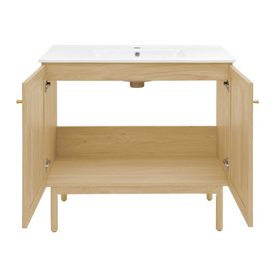 Classe 36" Freestanding Bathroom Vanity in Natural Oak with Sink Top