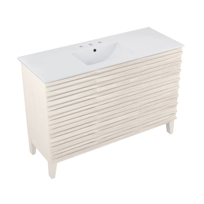Cascade 48" Freestanding Bathroom Vanity in White Oak with 3-Hole Widespread Sink Top