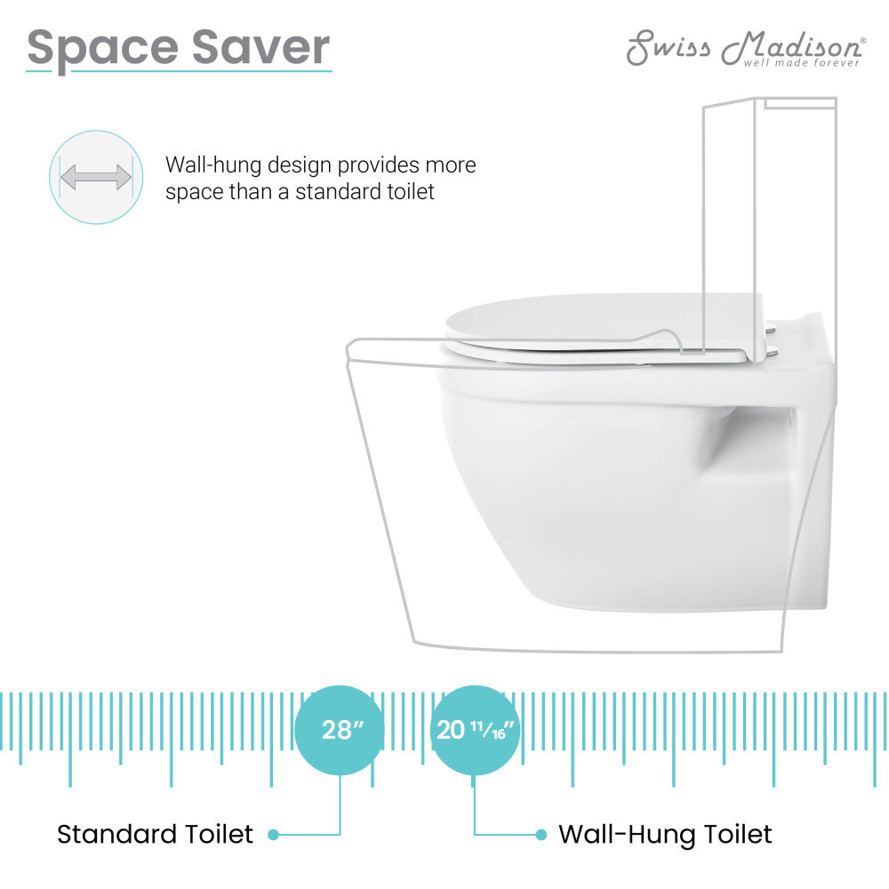 Elongated wall-hung toilet bowl in matte white with sleek, space-saving design.